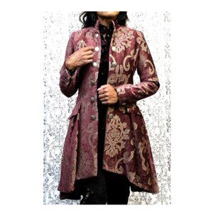 Shrine of Hollywood Brocade Jacket Blazer Velvet Sz L XL Red Gold $395